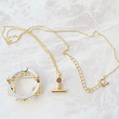 2933★整理品　遺品　アクセサリー　香水　帯留め　ネックレス　ブローチなど ☆再販×10以上☆【選べる4way】雪の結晶ブローチ ブルー 雪 結晶 冬