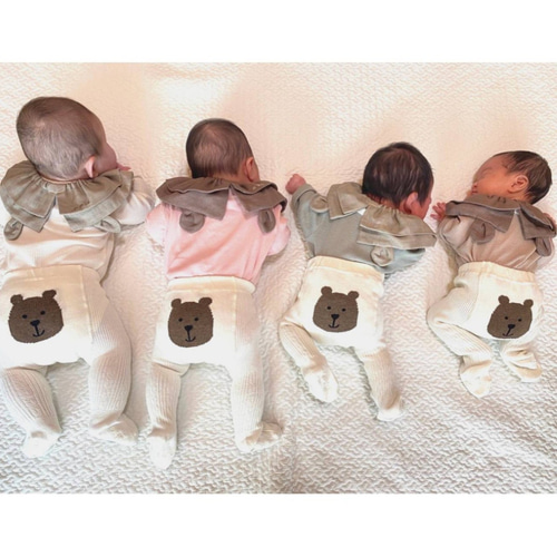 名入れOK／くすみカラーのくまみみベビースタイ* スタイ・よだれかけ