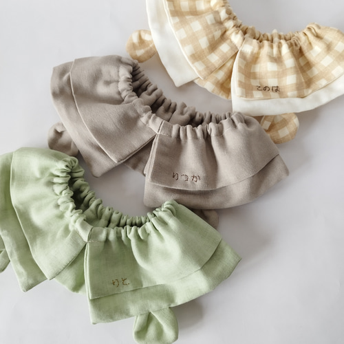 名入れOK／くすみカラーのくまみみベビースタイ* スタイ・よだれかけ