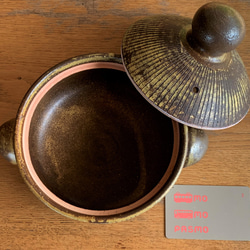 ストライプ土鍋・丸(一人用)　5号　耐熱陶器 5枚目の画像