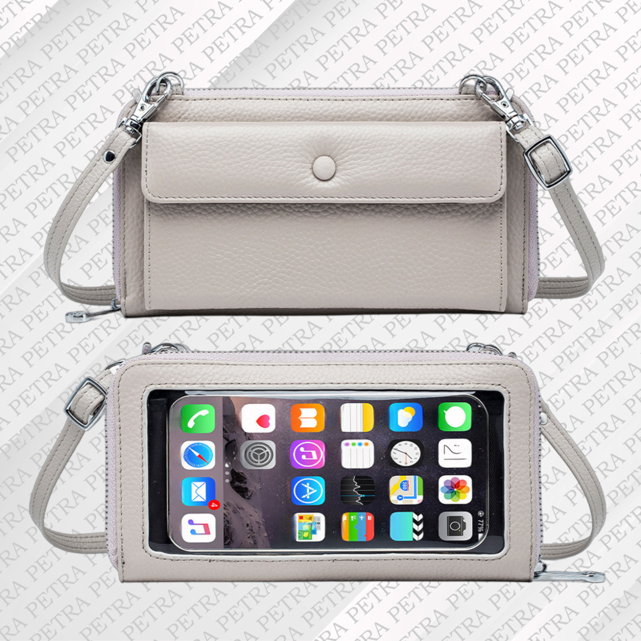 ペトラ【PETRA】本革携帯入れポシェット　携帯入れ兼財布　本革長財布　スマホポシェット　スマホを入れたまま操作　LIV