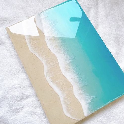 波と砂油絵P8（455×333mm）