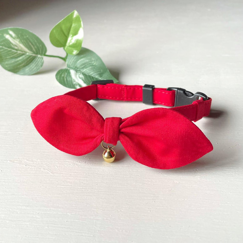赤いシンプルなスカーフ首輪結びリボン 猫首輪 リード・首輪 にゃん
