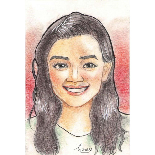 ポストカードサイズ】手描き似顔絵 パステル 絵手紙にも！ イラスト ほ