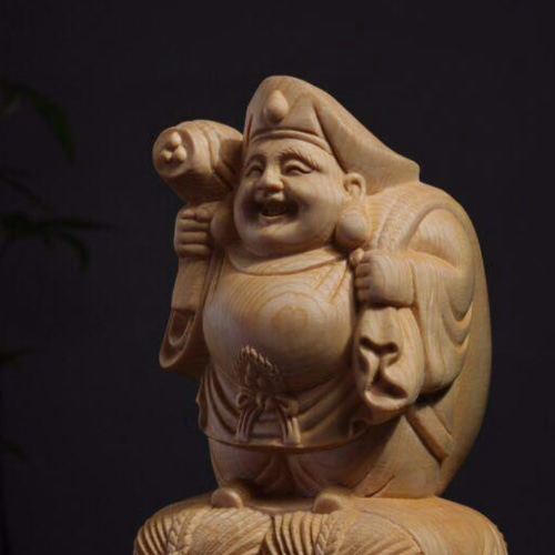 極上品 大黒天 木彫仏像 仏教美術 置物 七福神 招財 仏教工芸品 彫刻