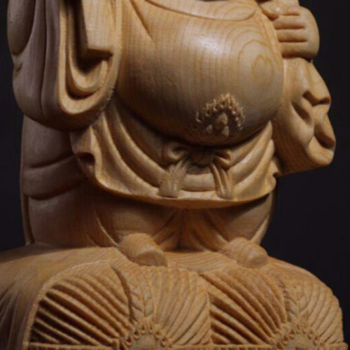 【修縁堂】七福神 木彫り 大黒天立像 財神 仏像 彫刻 一刀彫 天然木檜材 極上品 大黒天 木彫仏像 仏教美術 置物 七福神 招財 仏教工芸品 彫刻