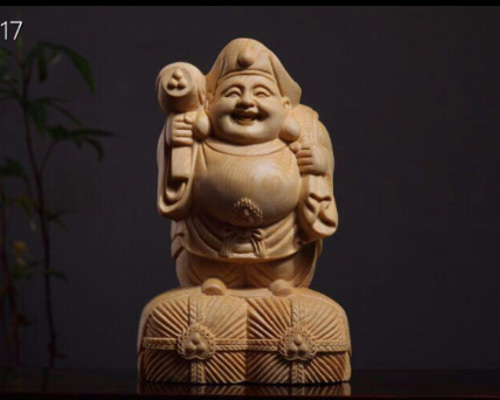 極上品 大黒天 木彫仏像 仏教美術 置物 七福神 招財 仏教工芸品 彫刻