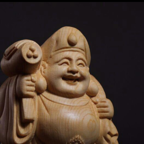 極上品 大黒天 木彫仏像 仏教美術 置物 七福神 招財 仏教工芸品 彫刻
