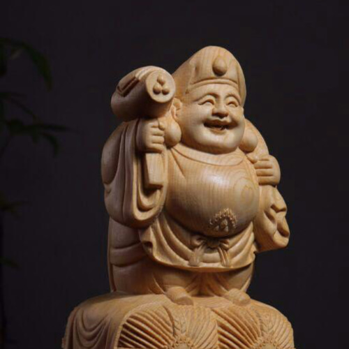 極上品 大黒天 木彫仏像 仏教美術 置物 七福神 招財 仏教工芸品 彫刻