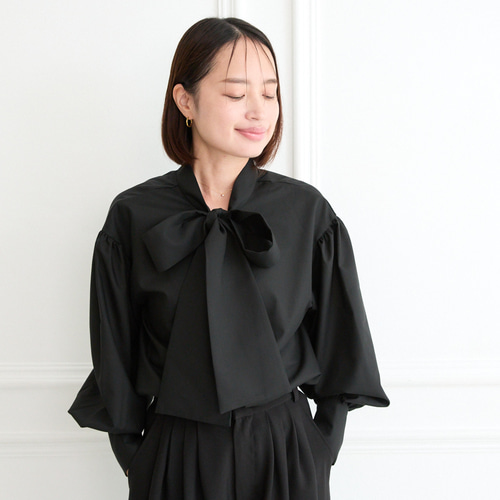 式典〜普段着も◎ 前後2Way ふんわりボウタイ ブラウス シワになり