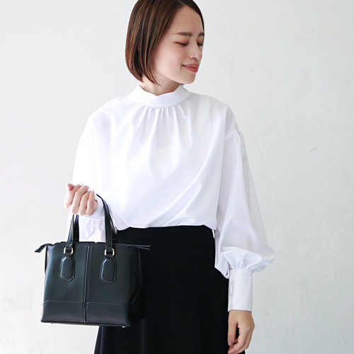 式典〜普段着も◎ 前後2Way ふんわりボウタイ ブラウス シワになり