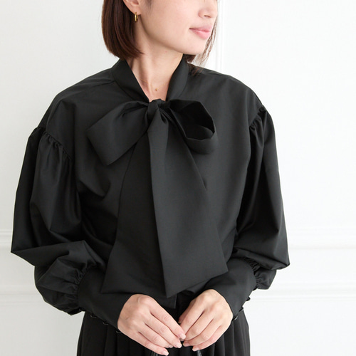 式典〜普段着も◎ 前後2Way ふんわりボウタイ ブラウス シワになり