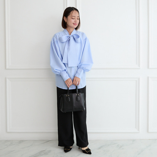 式典〜普段着も◎ 前後2Way ふんわりボウタイ ブラウス シワになり