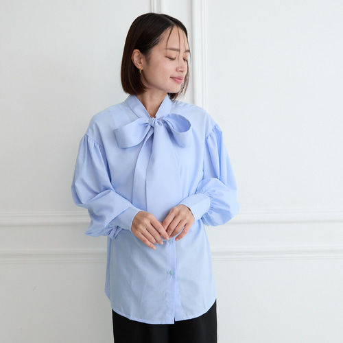式典〜普段着も◎ 前後2Way ふんわりボウタイ ブラウス シワになり