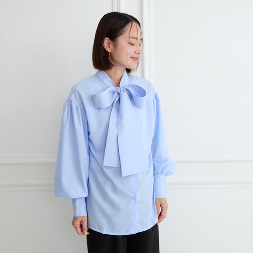 式典〜普段着も◎ 前後2Way ふんわりボウタイ ブラウス シワになり
