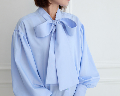 式典〜普段着も◎ 前後2Way ふんわりボウタイ ブラウス シワになり