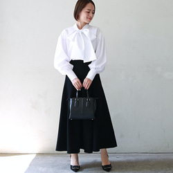 式典〜普段着も◎　前後2Way ふんわりボウタイ ブラウス シワになりにくい ホワイト 0453WH 7枚目の画像