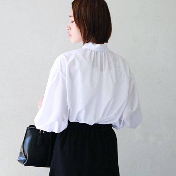 式典〜普段着も◎　前後2Way ふんわりボウタイ ブラウス シワになりにくい ホワイト 0453WH 4枚目の画像