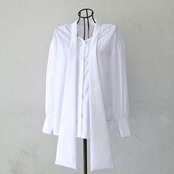 式典〜普段着も◎　前後2Way ふんわりボウタイ ブラウス シワになりにくい ホワイト 0453WH 15枚目の画像