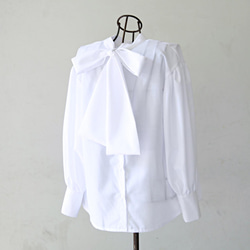 式典〜普段着も◎　前後2Way ふんわりボウタイ ブラウス シワになりにくい ホワイト 0453WH 14枚目の画像