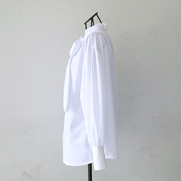 式典〜普段着も◎　前後2Way ふんわりボウタイ ブラウス シワになりにくい ホワイト 0453WH 11枚目の画像