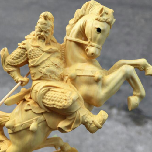 関羽 関公聖君 木彫仏像 仏教美術 武財神 置物 仏教工芸品 彫刻 大波