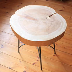 天然木　杉の切り株 アイアンサイドテーブル　１点もの③ 3枚目の画像