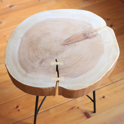 天然木　杉の切り株 アイアンサイドテーブル　１点もの③ 2枚目の画像