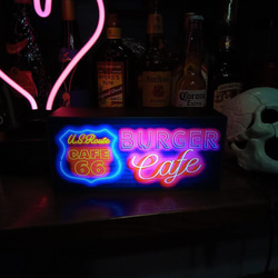アメリカン ルート66 ハンバーガーコーヒー カフェ バー サイン 看板 置物 雑貨 LED2wayライトBOX 8枚目の画像