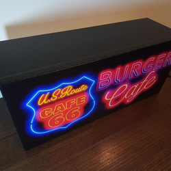 アメリカン ルート66 ハンバーガーコーヒー カフェ バー サイン 看板 置物 雑貨 LED2wayライトBOX 6枚目の画像