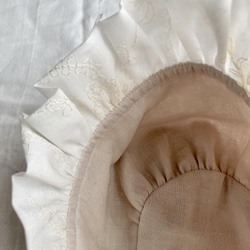 有機棉嬰兒帽/有機雙層紗布嬰兒帽/刺繡褶邊/帽簷 第12張的照片