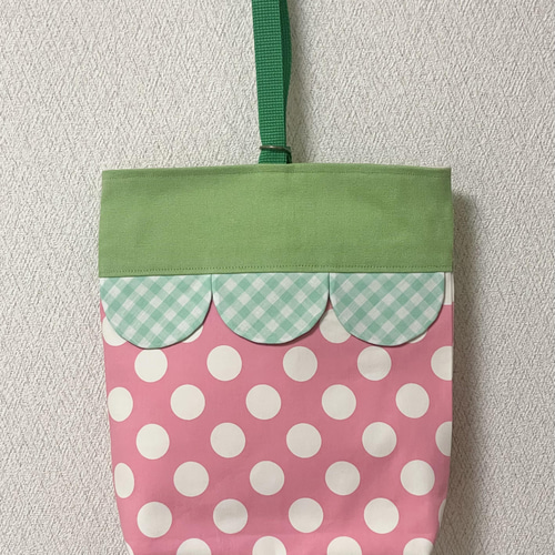 特典付き》ピンク系 ハンドメイドいちごレッスンバッグ シューズ