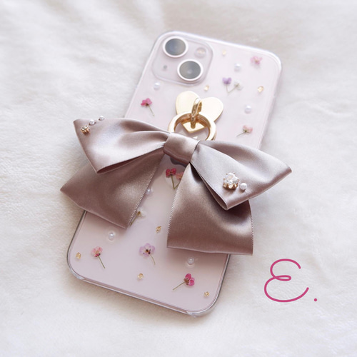 名入れ♡キラキラユニコーン✨リボンチャーム✨ブルーパープル系♡iPhoneケース L61986 リボンチャームのきらきらiPhoneケース | nanomita