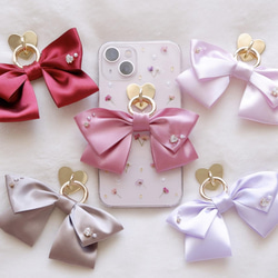 ❁リボンチャーム付き❁カラフルアリッサム ❁.*・ﾟ押し花iPhone