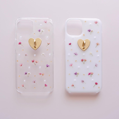 ❁リボンチャーム付き❁カラフルアリッサム ❁.*・ﾟ押し花iPhone