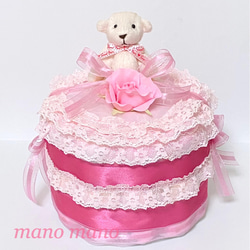 ラブリーベアーのおむつケーキ　女の子用 1枚目の画像