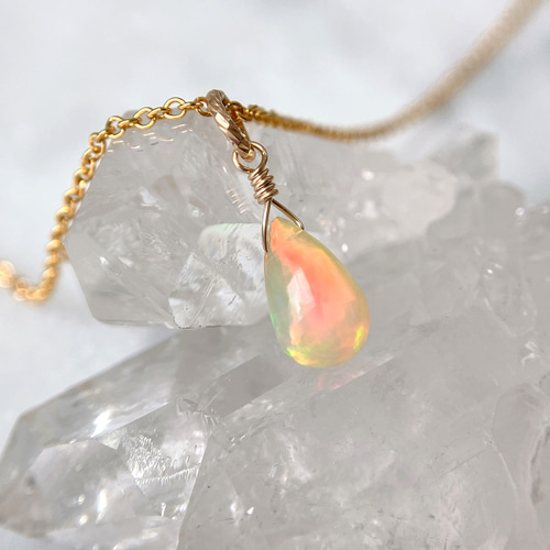 現品】14kgf✳︎プレシャスオパールのドロップネックレス
