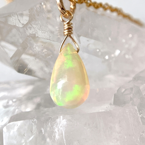 現品】14kgf✳︎プレシャスオパールのドロップネックレス