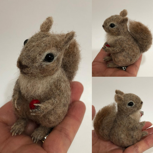 羊毛＊ナンテンの実を持ったリス 羊毛フェルト 華梨 通販 13195843