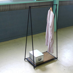 スリム ハンガーラック コンパクト アンティーク風 古材 アイアン家具