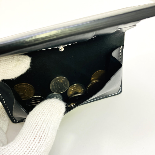 ハンドメイド】本革 ミドルウォレット 栃木レザーサドルブラック