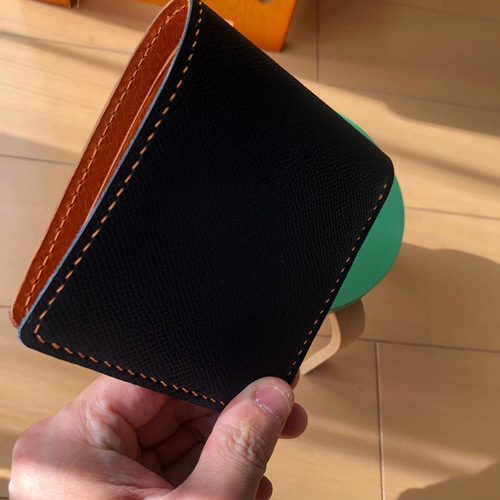 エプソンレザー✖️イタリアンレザー 総手縫い仕上げ 二つ折り財布 二