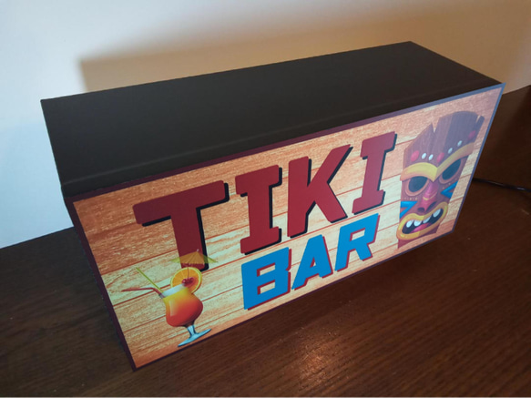 ハワイ アロハ TIKI カフェ バー 南国 トロピカル カクテル 酒 看板 置物 雑貨 LED2wayライトBOX 4枚目の画像