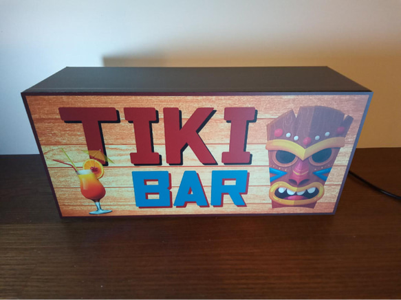 ハワイ アロハ TIKI カフェ バー 南国 トロピカル カクテル 酒 看板 置物 雑貨 LED2wayライトBOX 3枚目の画像
