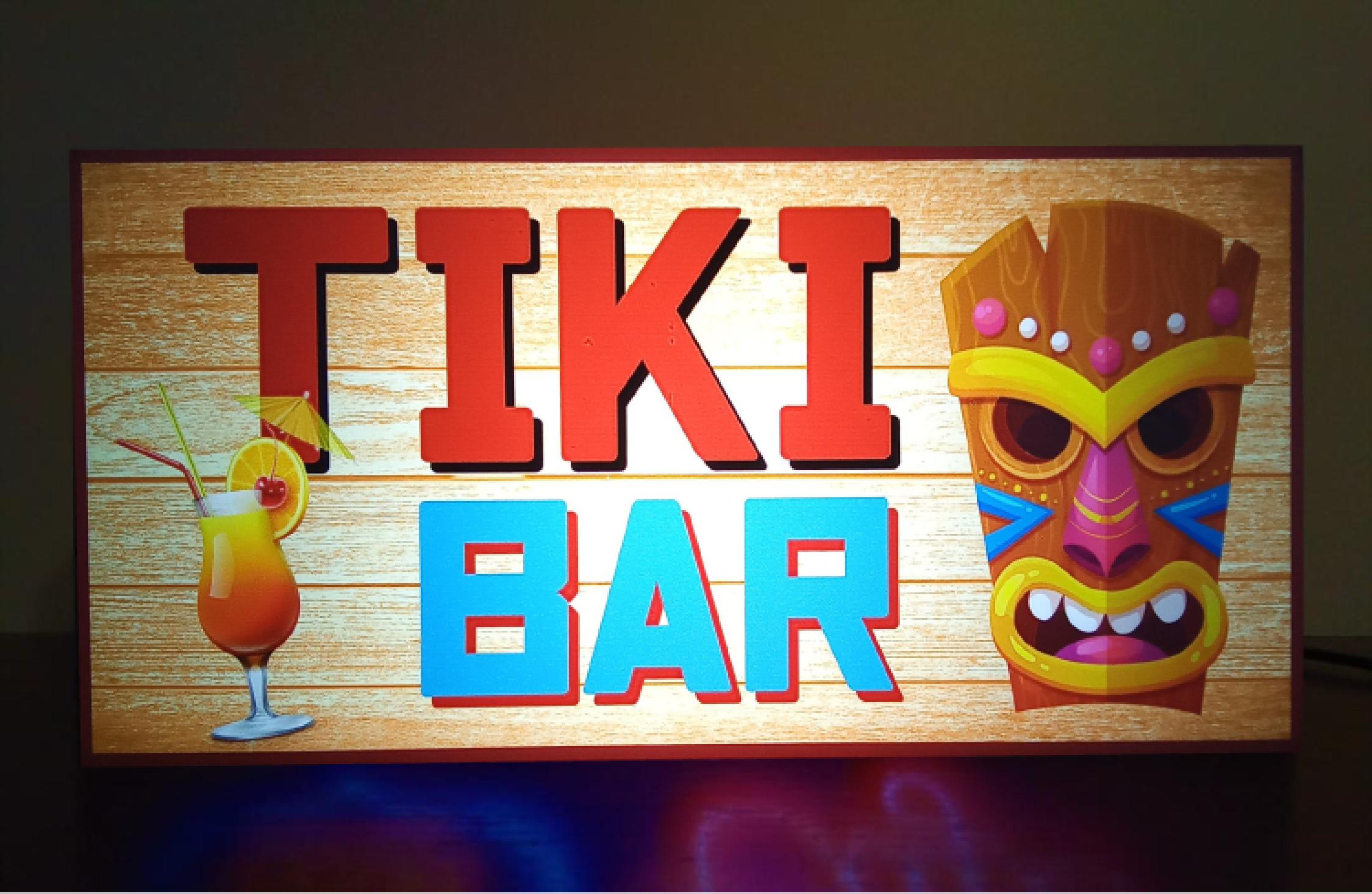 ハワイ アロハ TIKI カフェ バー 南国 トロピカル カクテル 酒 看板 置物 雑貨 LED2wayライトBOX