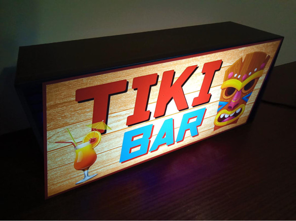 ハワイ アロハ TIKI カフェ バー 南国 トロピカル カクテル 酒 看板 置物 雑貨 LED2wayライトBOX 2枚目の画像