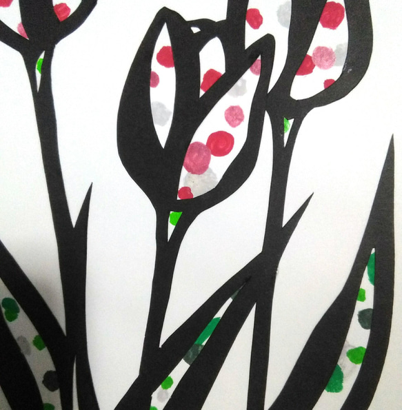 【切り絵】原画　A5サイズ　tulips 2枚目の画像