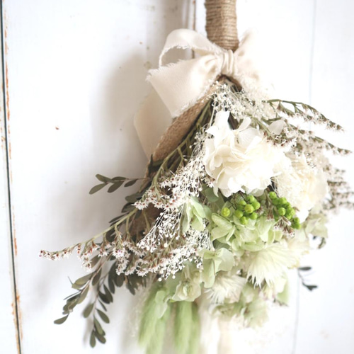 ナチュラルスワッグ：スモーキーグリーン：ドライフラワーブーケ