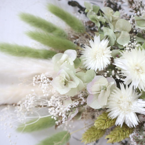 ナチュラルスワッグ：スモーキーグリーン：ドライフラワーブーケ