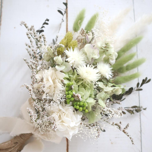 ナチュラルスワッグ：スモーキーグリーン：ドライフラワーブーケ